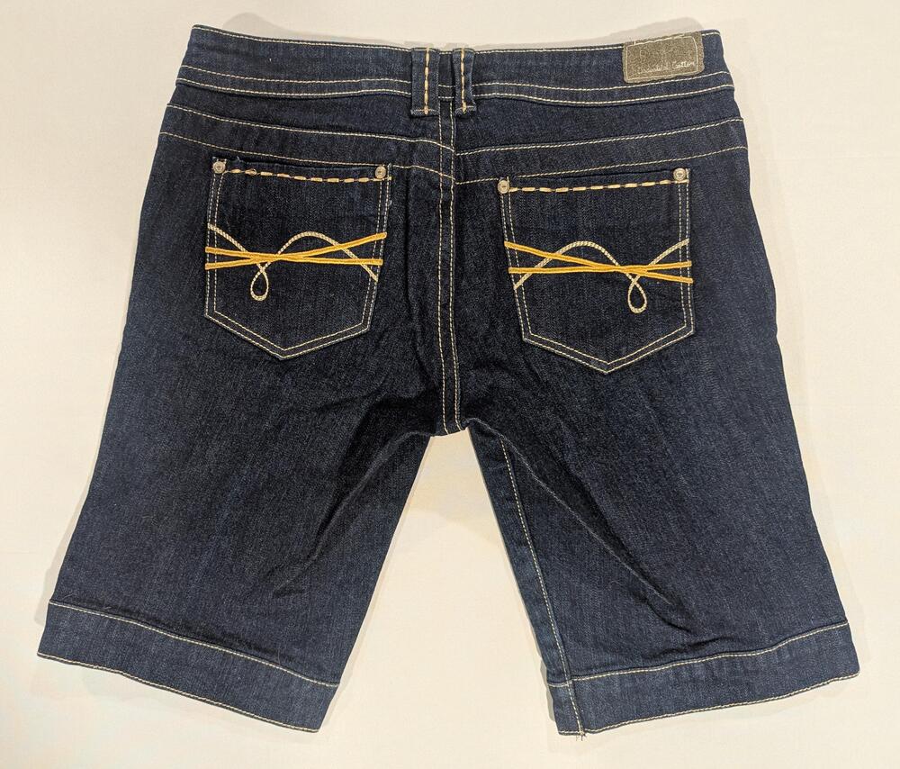 Industrial Cotton Shorts Juniors 11 Blue Denim Bermuda Stretch Button Casual